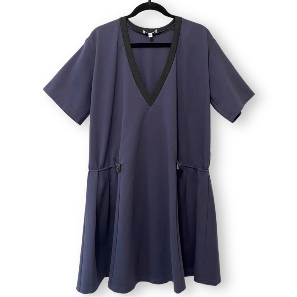 Poppyseed Classic Navy Emily V Neck Adjustable Fit A Line Maternity Midi Dress